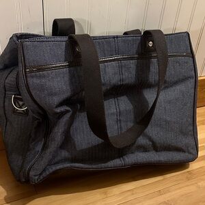 Stylish ThirtyOne Black/ Brown/ White Canvas Work/Travel Bag